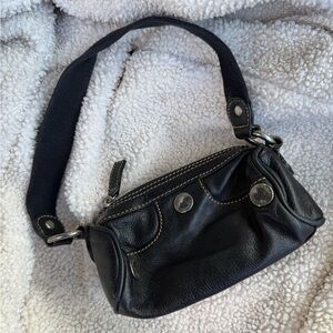 Vintage Moschino Black Leather Mini Bag Y2K 90s Purse